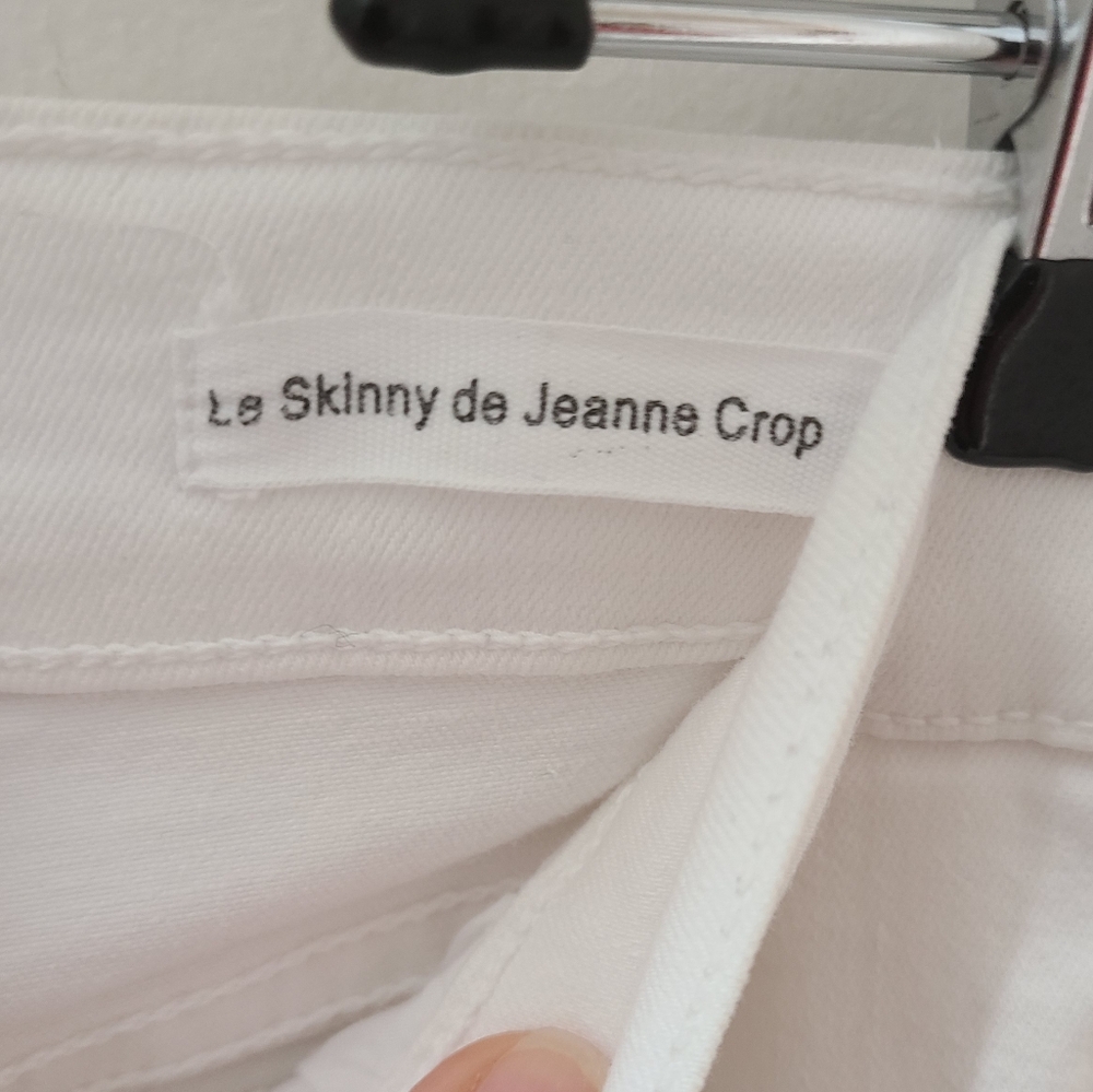 FRAME Le Skinny De Jeanne Crop Distressed Jeans in Blanc White Sz 27 - Picture 10 of 13